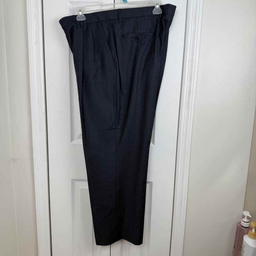 Zignone High Twist Wool Pleated‎ Dress Pants Mens 38x32 Charcoal Made in Italy